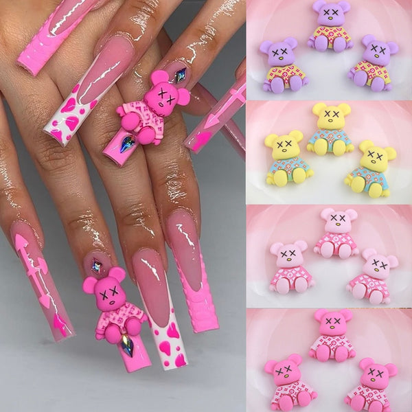 AB Pink Bear Nail Charm 3D Jelly Bear 3D Bear nail charms 10pcs, Nail art  charm decoration Teddy bear charms for nail art