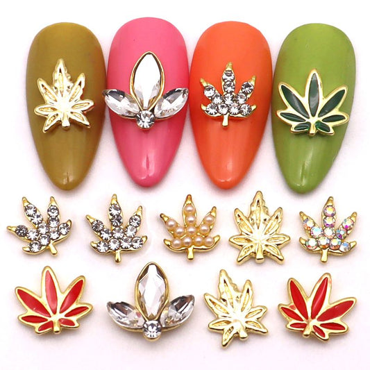 10 Pcs - 3D Leaf Nail Charms  (Make Selection)